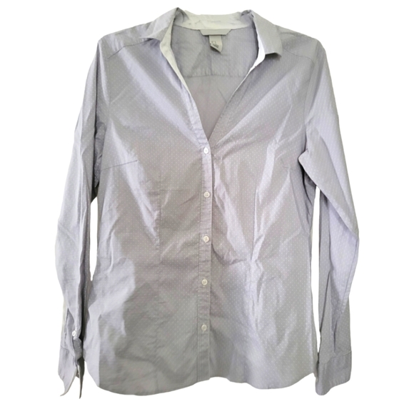 H&M Button Down Long Sleeve Gray Blouse | 10 - Picture 1 of 5
